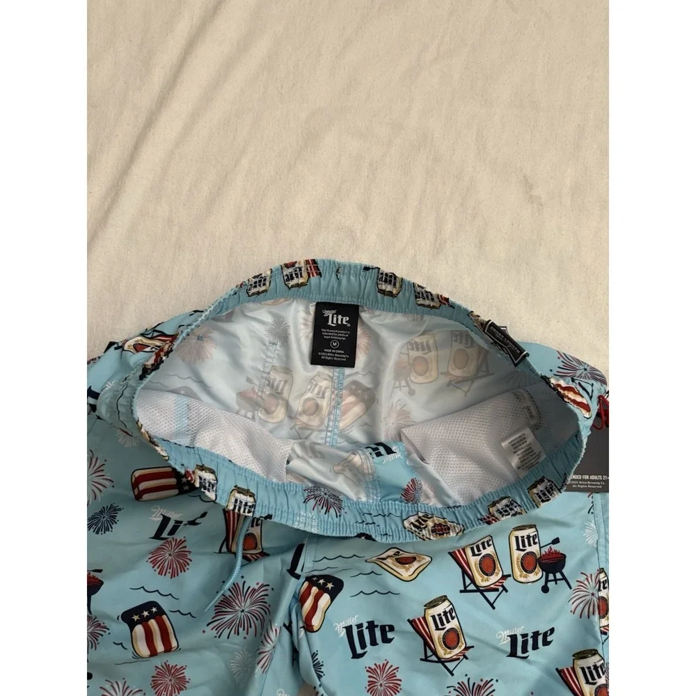 NEW Miller Lite Beer Logo Men's Swimming Trunks Swimsuit Miller Light Trunks Med